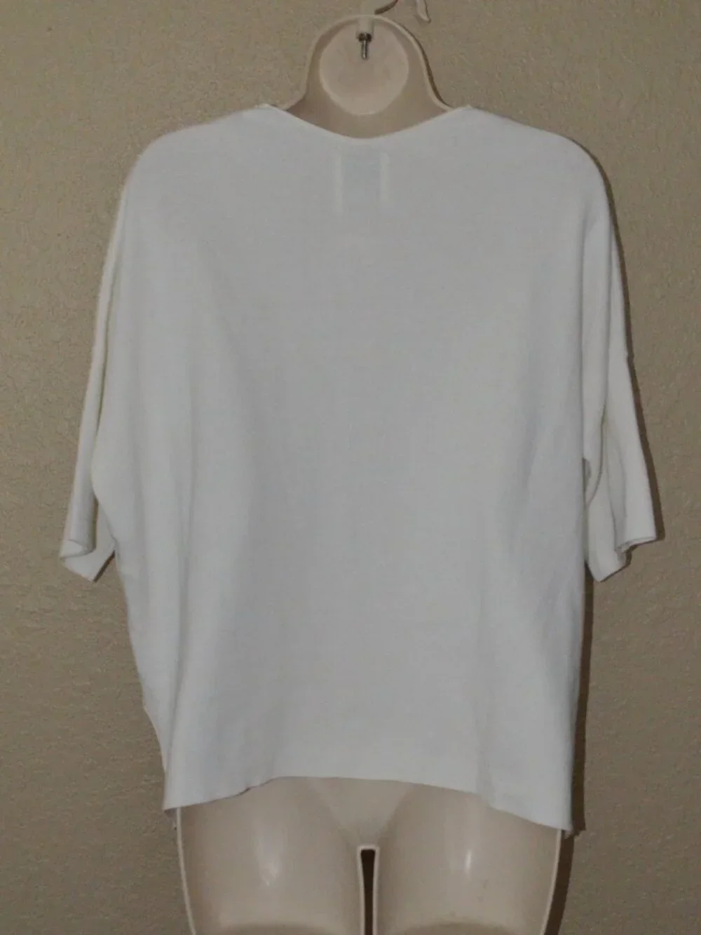 Sz XS Allude White Dolman Short Sleeve V Neck Crop Sweater Top